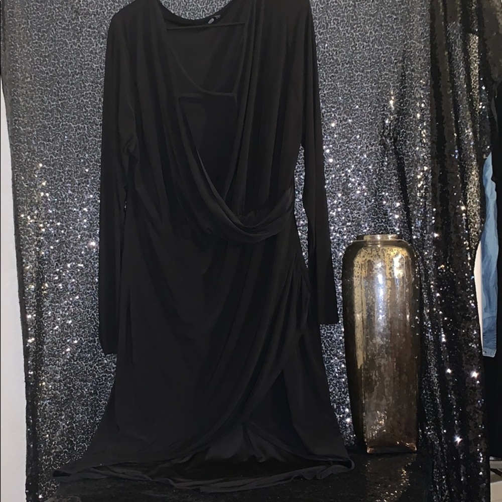 Boohoo Plus Wrap Asymmetrical Dress